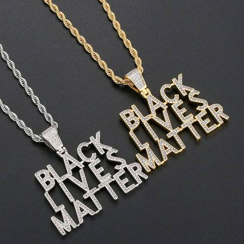 欧美新款嘻哈吊坠BLACKLIVES个性