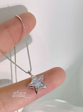S925通体纯银ins五角星项链星星锁骨链小众女轻奢ins风吊坠