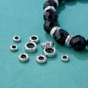 s925純銀肌理感泰銀6mm8mm隔片扁珠diy文玩菩提金剛手串墊片銀片