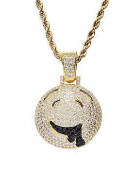 项链男 嘻哈饰品微镶锆石吊坠 卡通流口水表情吊坠hiphop pendant