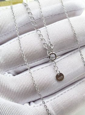 S925纯银电白金双扣十字可挂吊坠项链女锁骨链韩版气质简约原创