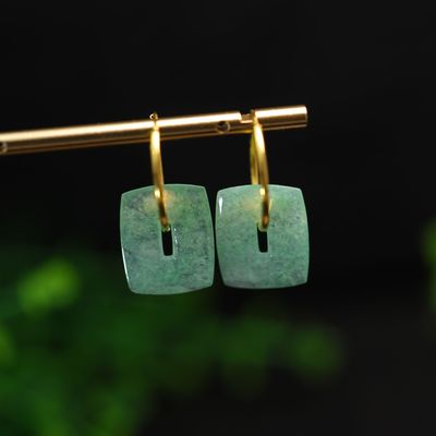 天然A货翡翠方块糖福贝耳坠