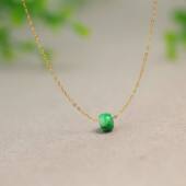 S925银镶嵌辣绿缅甸天然A货翡翠算盘珠子锁骨项链 L476