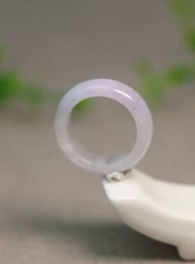 #K593糯种淡紫色缅甸天然A货翡翠戒指指环