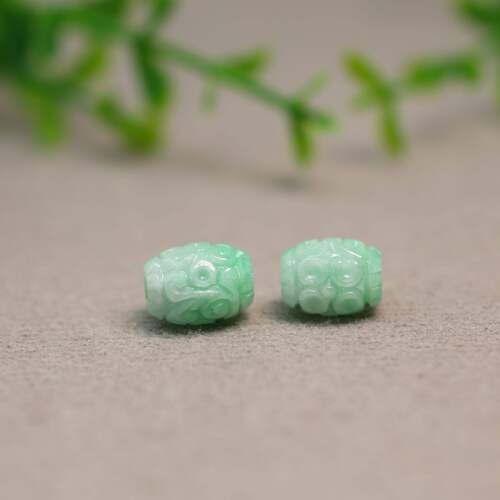 天然A货翡翠雕花转运珠路路通