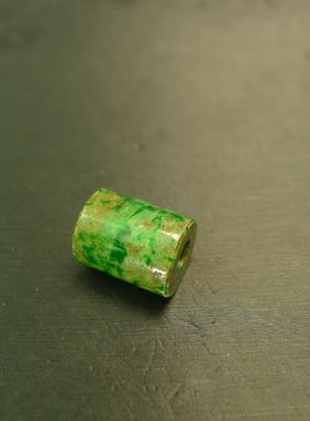 #G168黄加绿天然A货翡翠路路通转运珠桶珠管珠吊坠