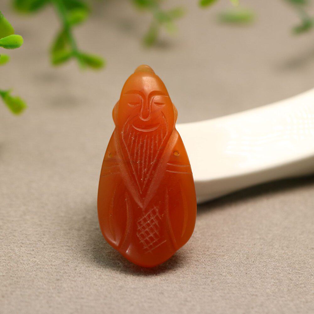 红色天然老玛瑙仙翁吊坠