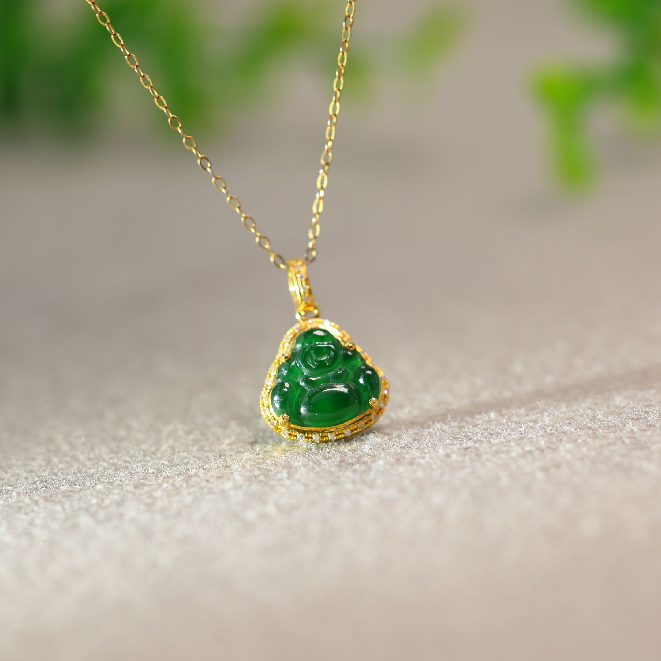 天然A货翡翠弥勒佛佛公吊坠