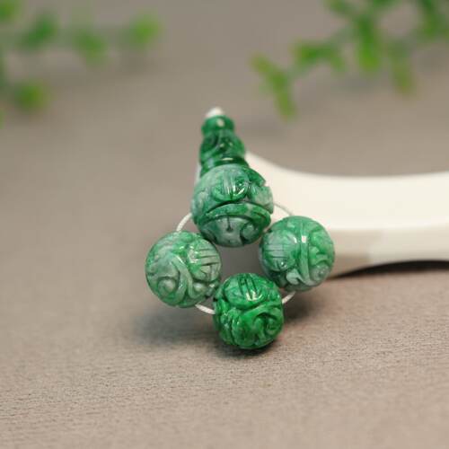 天然A货翡翠雕花珠子三通佛头