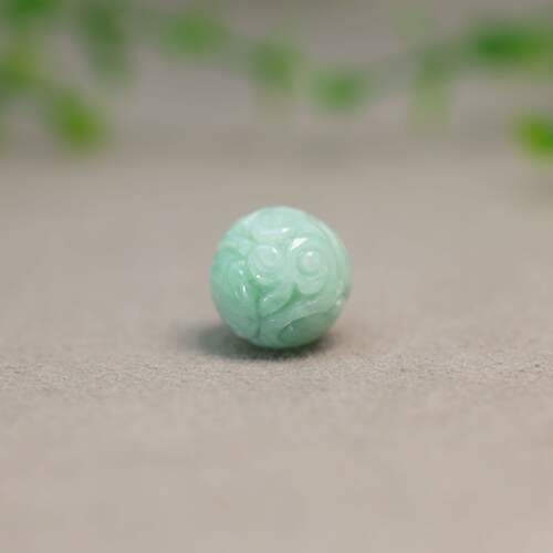 天然A货翡翠团寿龙纹雕花珠子