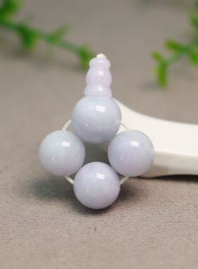 #C311紫色缅甸天然A货翡翠素面圆珠子三通佛头 珠串配件