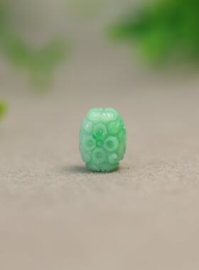 阳绿缅甸天然A货翡翠雕花桶珠