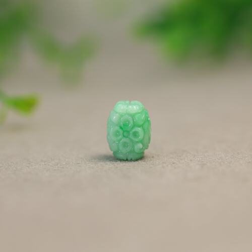 阳绿缅甸天然A货翡翠雕花桶珠
