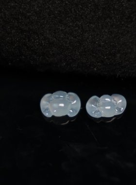 #H4994一对老坑冰种天然A货翡翠蝙蝠戒面 镶嵌裸石