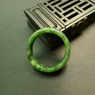 #E203 23号圈口满绿天然A货翡翠戒指指环