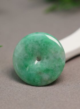 #G539糯底满绿天然A货翡翠平安扣吊坠挂坠