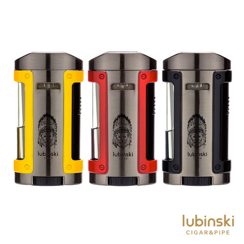 鲁宾斯基雪茄打火机蓝焰防风四直冲带皮套火机 LUBINSKI雪打火机