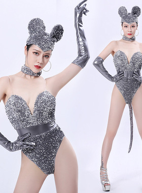 舞依芭酒吧ds演出服新款性感gogo亮片女气氛巡场连体舞台装8466