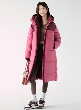 2025年冬季新款中长款连帽拼色棉服女运动时尚加厚保暖情侣款外套