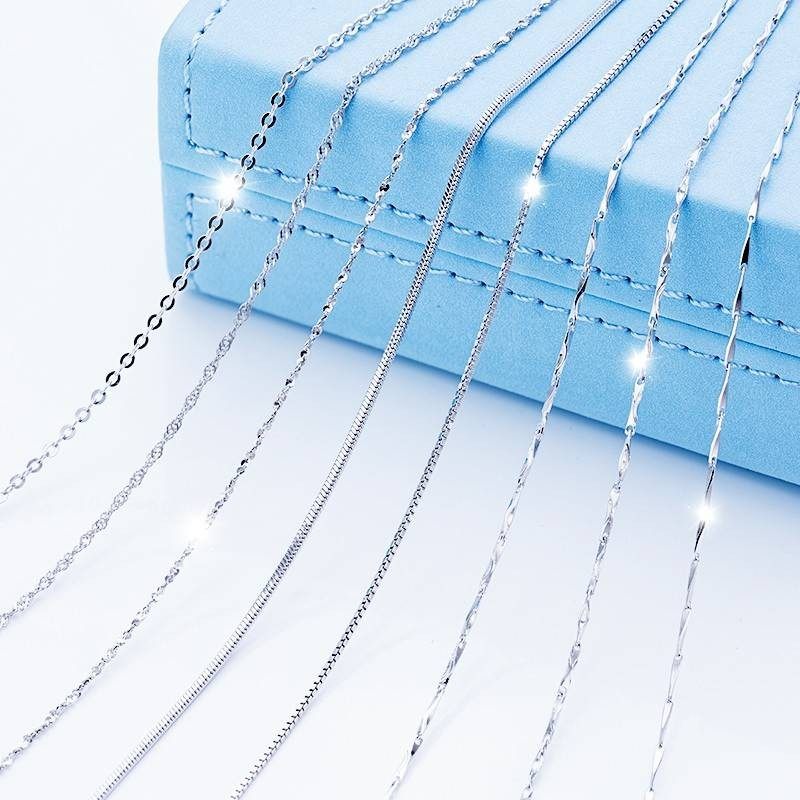 PT950铂金项链女白金锁骨炼毛衣链细款白金颈链百搭素链送女友