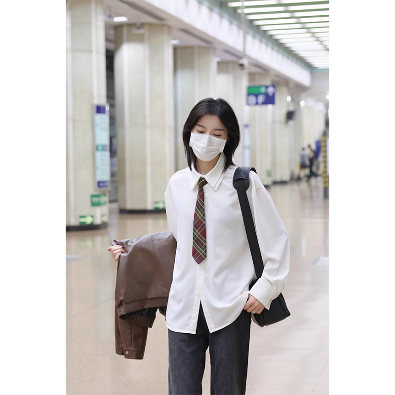 冰丝衬衫免烫设计丝滑上衣中性风