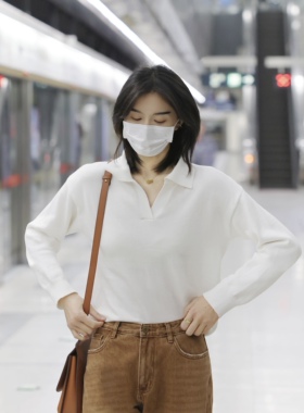 十一的信｜新款简约Polo领羊绒针织衫女春秋宽松打底衫内搭打底