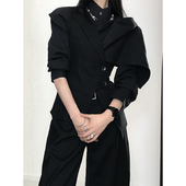 十一 信｜原创设计中性风马甲收腰双扣不规则上衣搭配