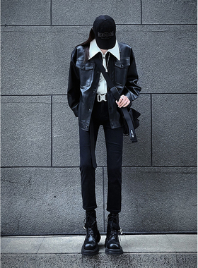 十一的信｜原创设计无性别九分牛仔裤黑色修身男女同款直筒长裤