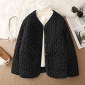 韩系波点菱格棉服轻薄洋气小棉袄女冬季 超好看棒球服保暖棉衣外套