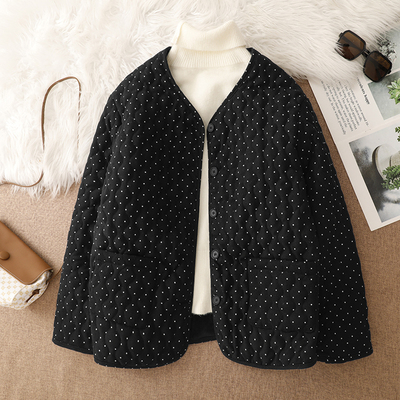 韩系波点菱格棉服轻薄洋气小棉袄女冬季超好看棒球服保暖棉衣外套