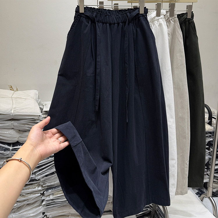 2025秋季新款韩版时尚纯色设计感小众阔腿裤女士松紧腰抽绳休闲裤,女装/女士精品,大码裤装,淘宝优惠券,粉丝福利购,淘宝优惠卷