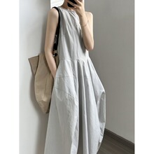 蓬蓬花苞裙连衣裙大摆法式宽松设计感2025夏季新款无袖背心长裙子