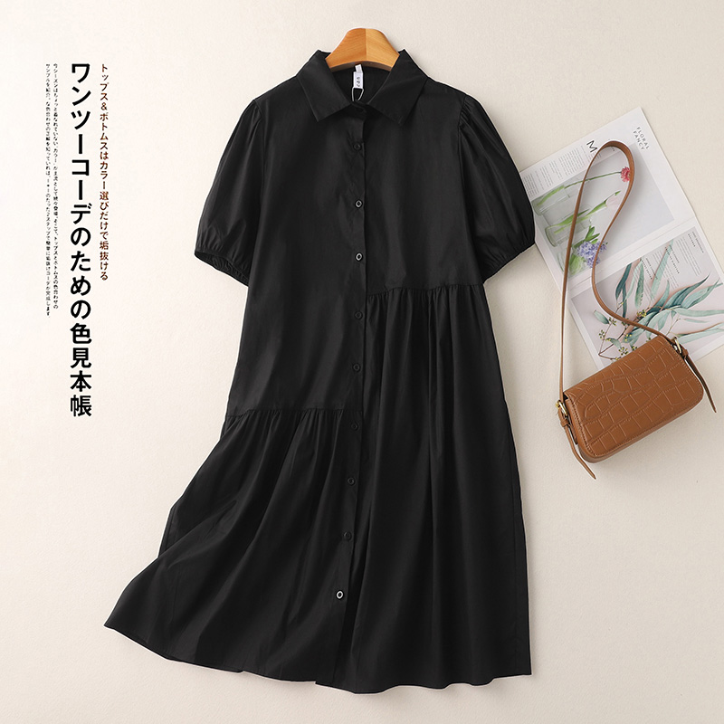 小菲家~衬衫式连衣裙女夏2024新款法式宽松甜美遮肚减龄娃娃裙
