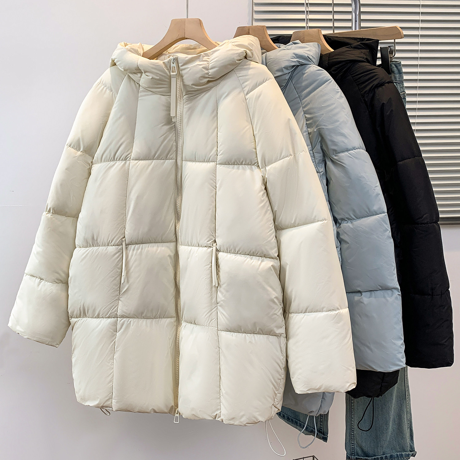 羽绒棉服女冬季新款中长款连帽拉链外套小个子今年流行爆款棉衣潮