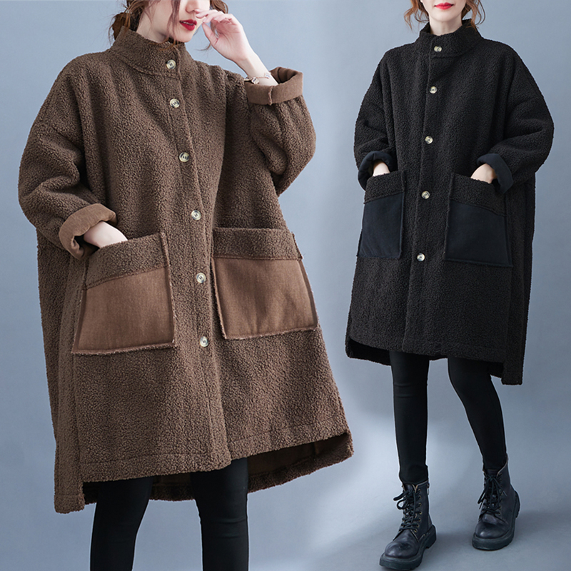 羊羔毛外套女冬加厚2024年新款宽松大码中长款皮毛一体羊羔绒大衣