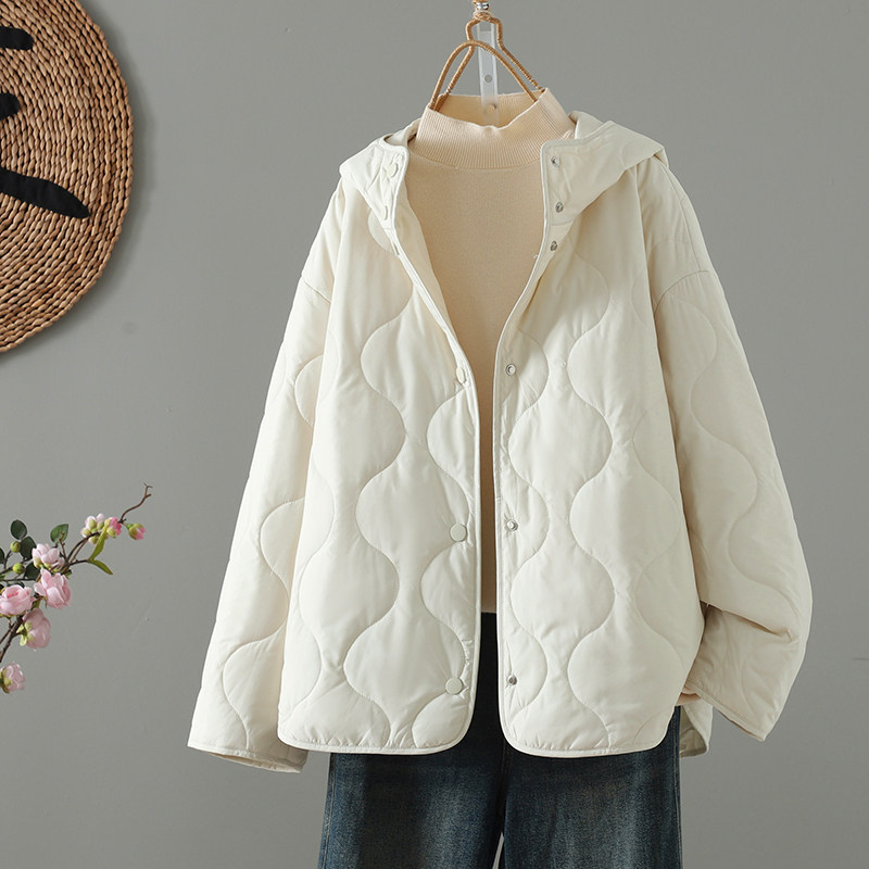 轻薄保暖菱格三防棉衣女士冬季休闲绗缝连帽夹克羽绒棉服短款外套