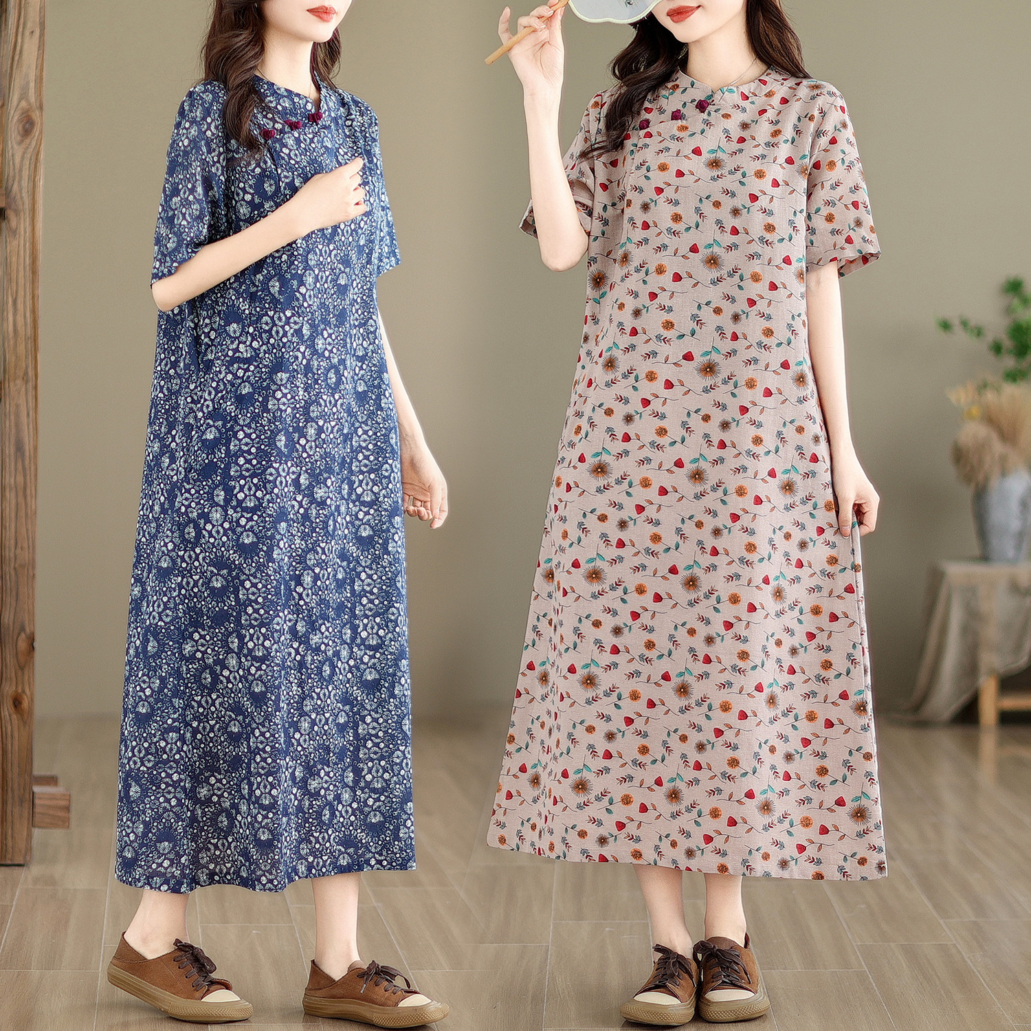 中国风盘扣改良旗袍显瘦连衣裙女