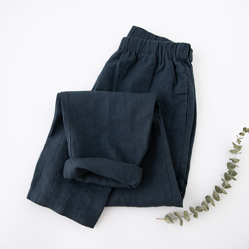 2026夏季新款宽松哈伦萝卜裤显瘦百搭松紧腰休闲小脚裤棉麻九分裤