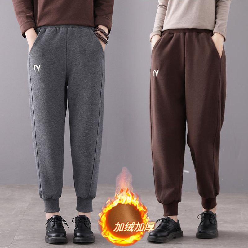 加绒加厚运动卫裤女冬季外穿高腰显瘦休闲裤宽松百搭针织束脚长裤,女装/女士精品,休闲裤,淘宝优惠券,粉丝福利购,淘宝优惠卷