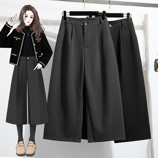 毛呢西装阔腿裤女秋冬2025新款高腰显瘦宽松小个子休闲直筒七分裤