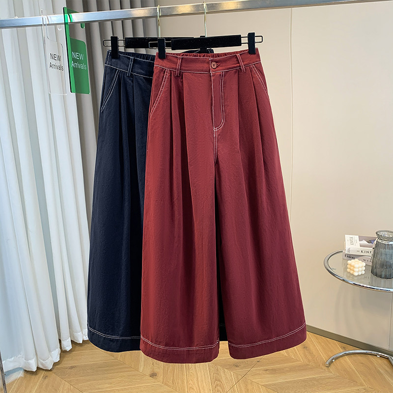 大码直筒宽松阔腿裤秋冬新款明线设计感高腰显瘦休闲裤长裤女,女装/女士精品,大码裤装,淘宝优惠券,粉丝福利购,淘宝优惠卷