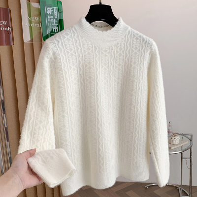 加厚半高领毛衣女款2025新款冬季蕾丝打底衫女秋冬内搭可外穿洋气