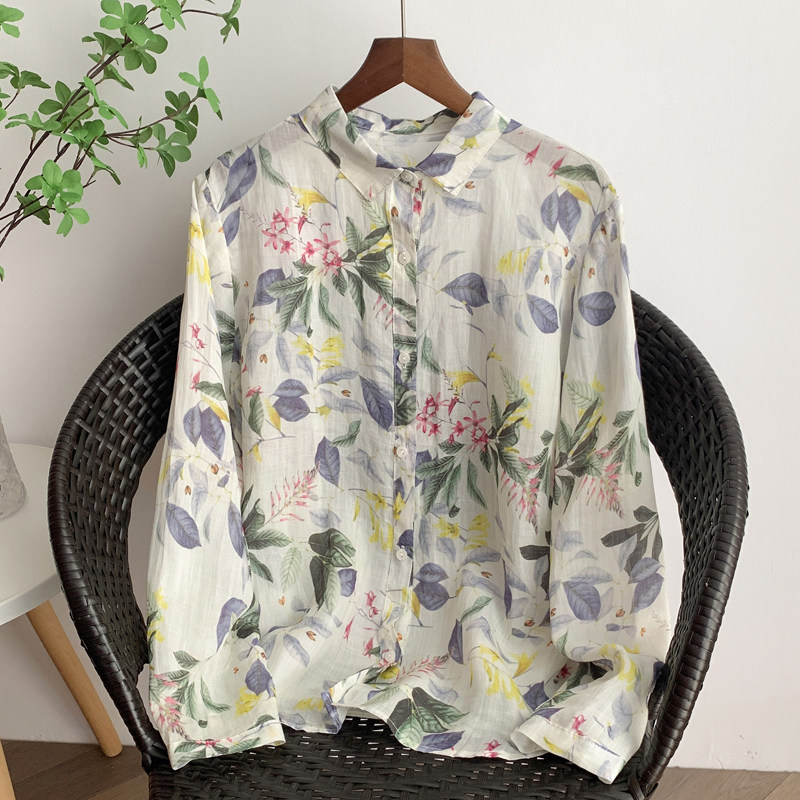 法式浪漫碎花苎麻长袖衬衫女士春季洋气甜美气质休闲衬衣开衫上衣,女装/女士精品,衬衫,淘宝优惠券,粉丝福利购,淘宝优惠卷
