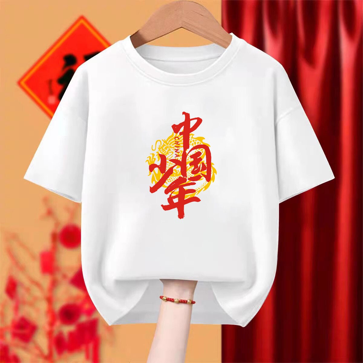 十一国庆爱国短袖t恤纪念周年大合唱演出服红色中国字样学生班服