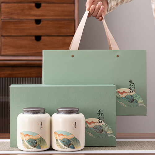 芸茗新品龙井绿茶陶瓷茶叶罐礼盒