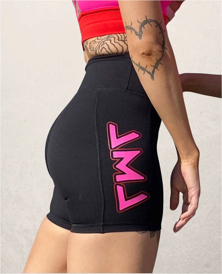 外贸女子健身瑜伽短裤 收腹紧身五分运动裤 速干跑步黑色侧口袋