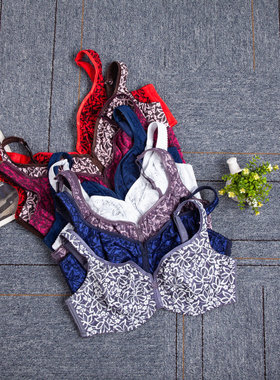 95-95DEFGH外贸原单大胸显小内衣女蕾丝超薄缩胸防下垂大码文胸