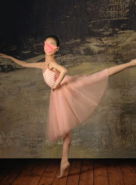 儿童芭蕾舞蹈服TUTU半身纱裙裸粉色2024新款日常练习大摆裙大童女