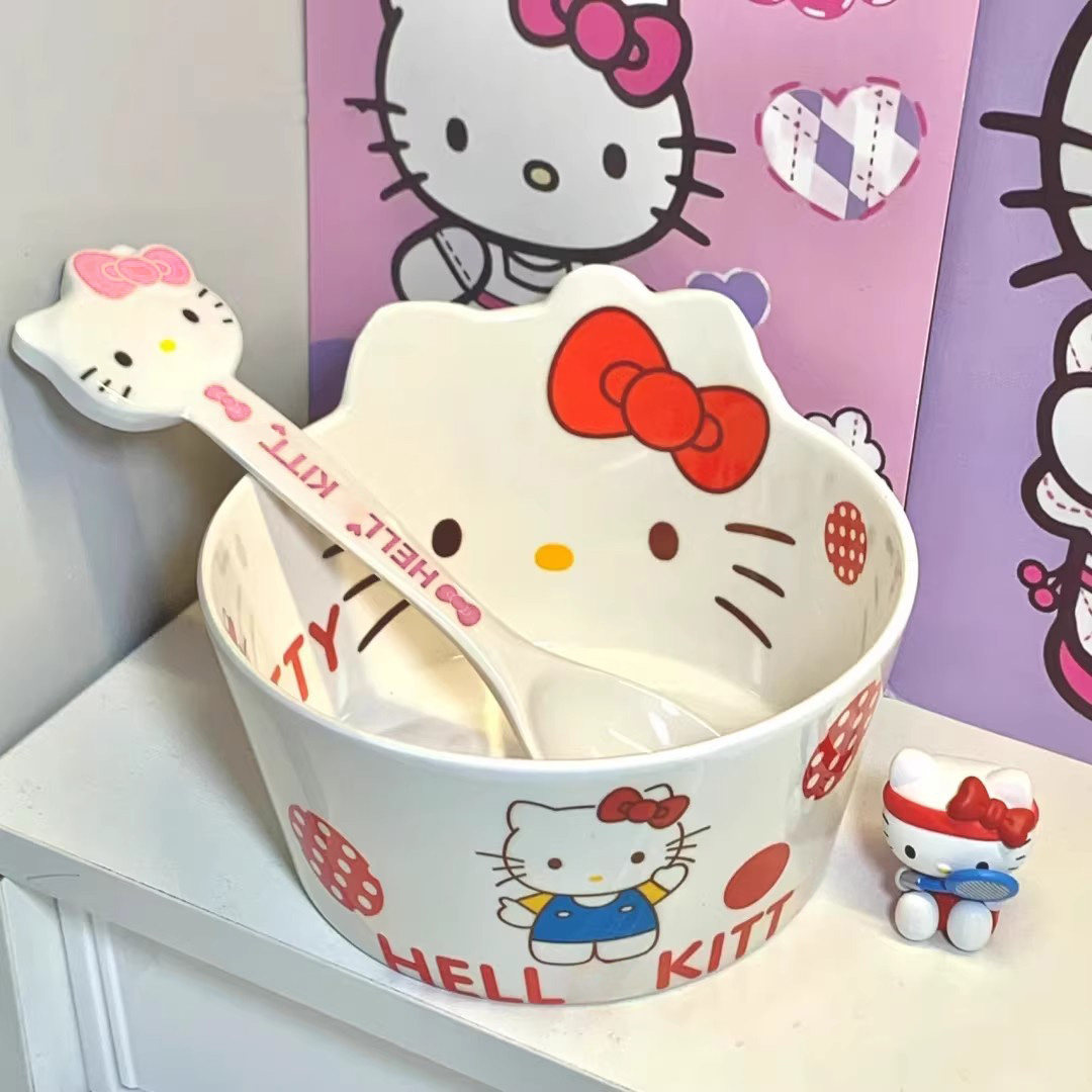 可爱kitty餐具泡面碗仿陶瓷密胺可爱个人专用儿童燕麦碗好看的碗,餐饮具,碗,淘宝优惠券,粉丝福利购,淘宝优惠卷