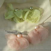 绿茵花圃 原创春夏甜美超仙立体花朵网纱耳环度假风温柔耳饰女